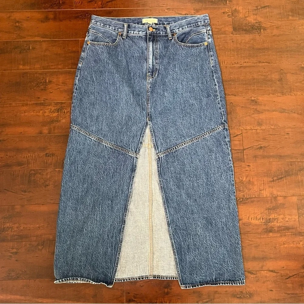 MADEWELL Denim Mid Rise Maxi Jean Skirt Pineland Wash Size 32